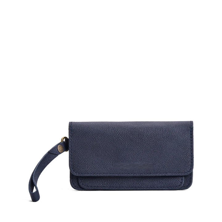 Structured Leather Magnetic Flap Multi-Slot Wristlet