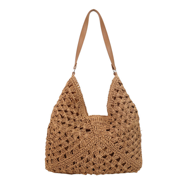 Open Weave Magnetic Snap Large Capacity Beach Shoulder Bag