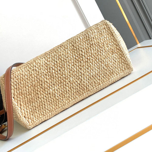 Hand-Woven Raffia Open Top Large Beach Tote Bag