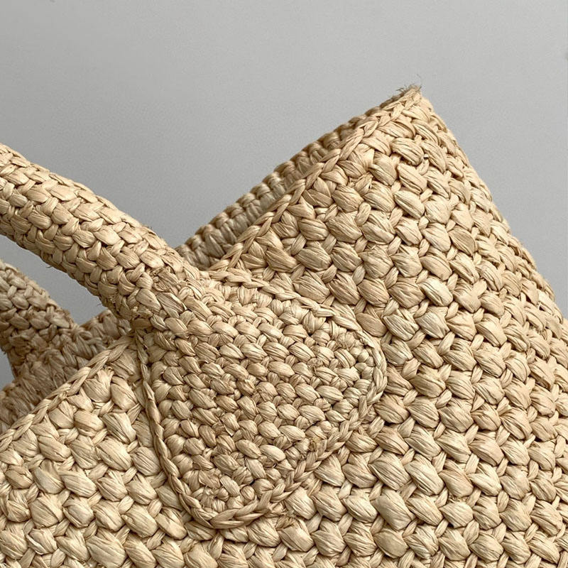 Hand-Woven Raffia Open Top Large Beach Tote Bag