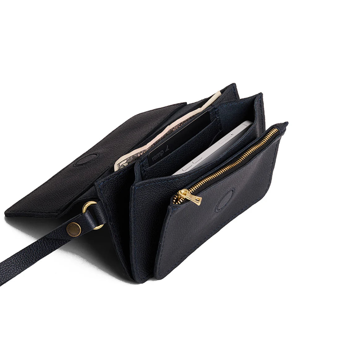 Structured Leather Magnetic Flap Multi-Slot Wristlet
