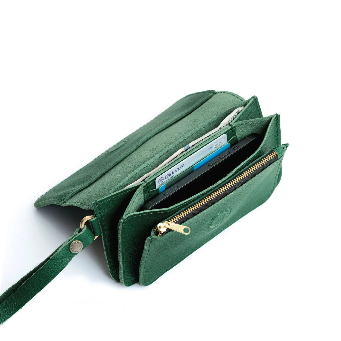 Structured Leather Magnetic Flap Multi-Slot Wristlet