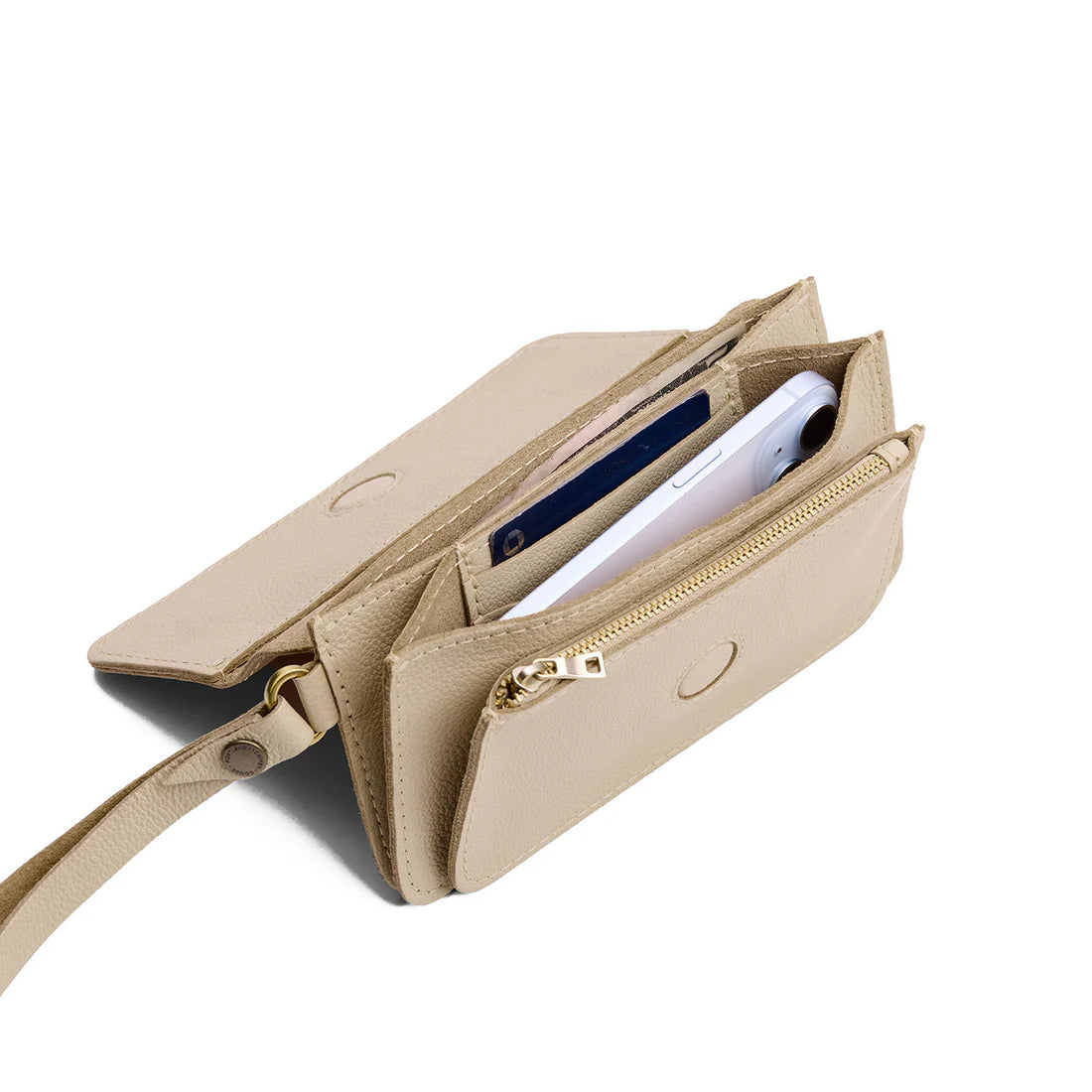Structured Leather Magnetic Flap Multi-Slot Wristlet